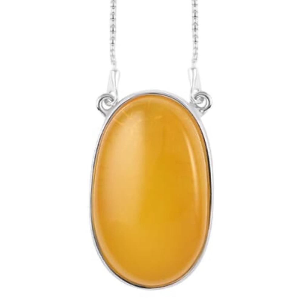 Baltic Amber (Citrine Colored) Bolo Necklace (Adjustable) Sterling Silver